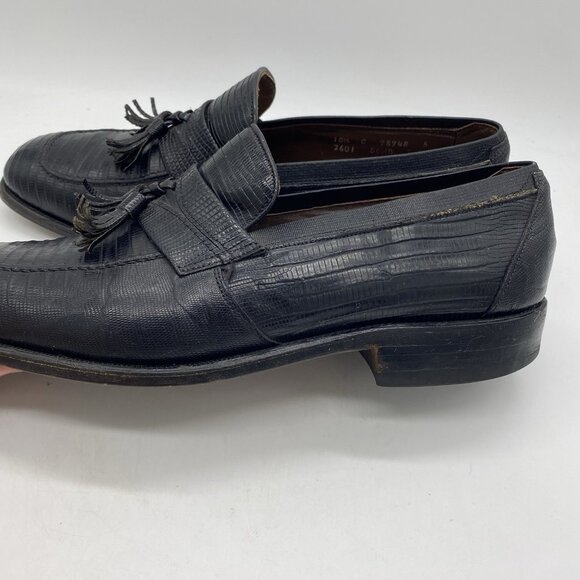 VTG Allen Edmonds Capri Genuine Lizard Tassel Loafers 10.5 C Black Ostendo 2601 main image 7
